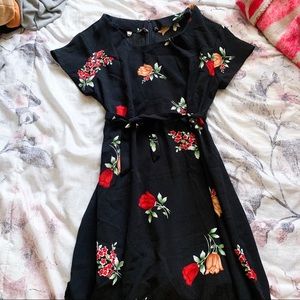 Black Floral Maxi Dress with Slit